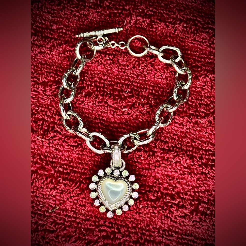 Judith Ripka 925 Heart Charm on silver Bracelet item#0106